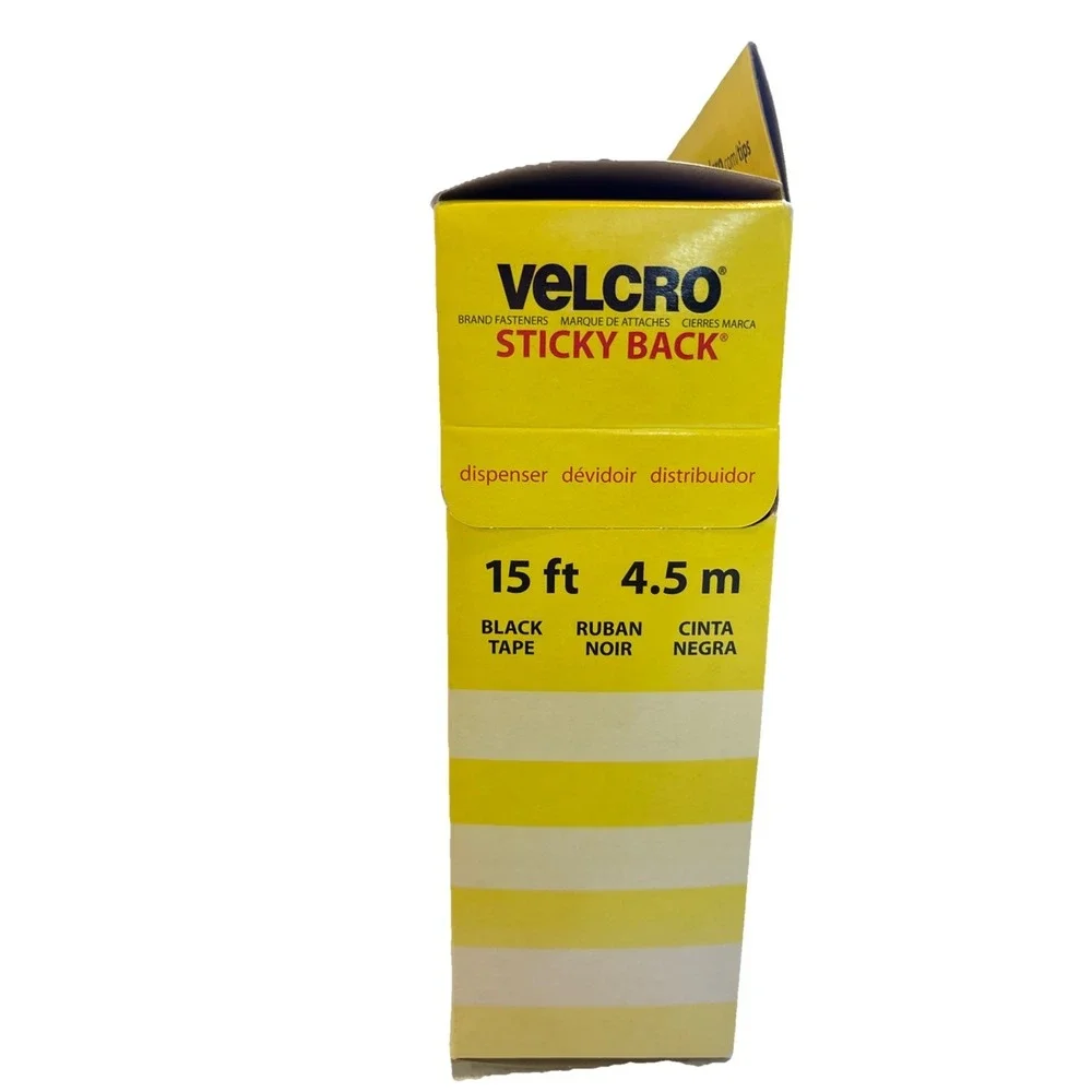 NEW VELCRO Sticky Back Tape -Organization Brand Fasteners Black 15ft x 3/4‎ Roll